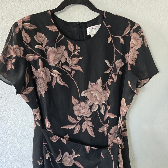 Talbots Floral Faux Wrap Dress Women Sz 14 Padded Short Coastal Fairycore - Picture 6 of 13